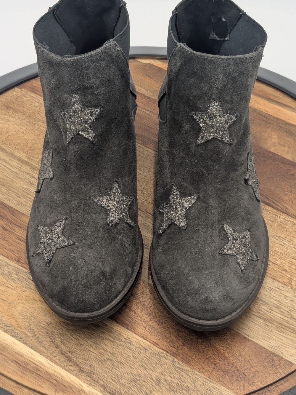 Eric Michael Star Glitter Patch Rocker Western Gray Boots